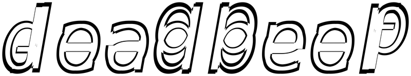 Ambigram for deadbeef in Dejavusanscondensed-oblique